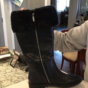 Taryn Rose black boots, with synthetic fur lining